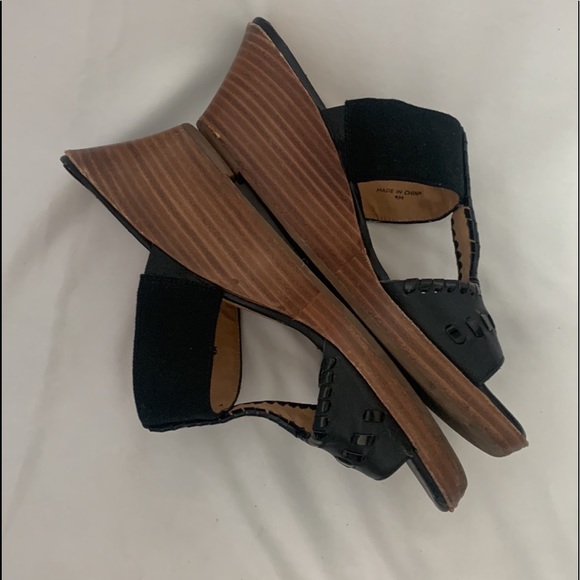 JACK ROGERS NORA Black Leather WEDGE SANDALS - Picture 4 of 8